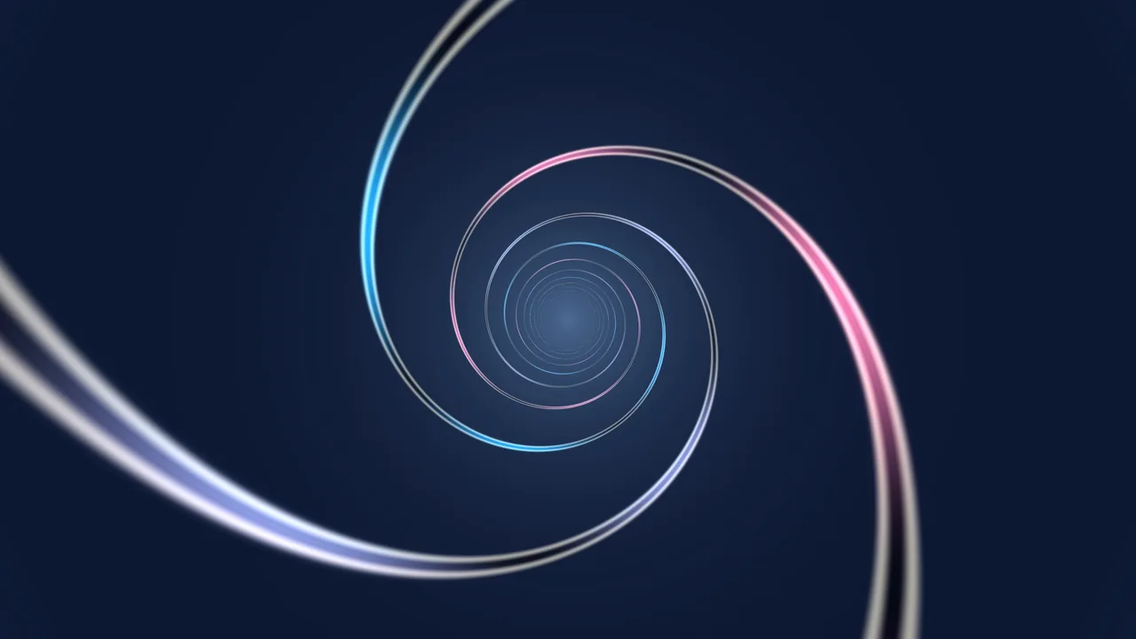 Glowing Concentric Spiral Rings on Navy Blue 4K Wallpaper