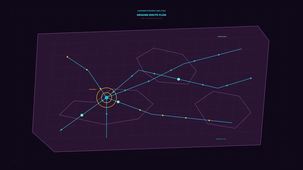 Sci-Fi HUD Ground Route Flow Analytics Dashboard 4K Wallpaper