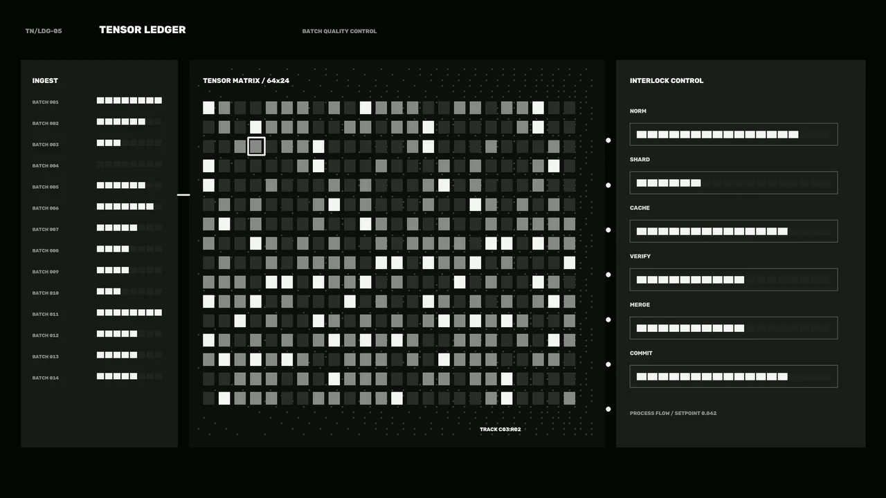 Tensor Ledger Data Processing HUD 4K Sci-Fi Wallpaper