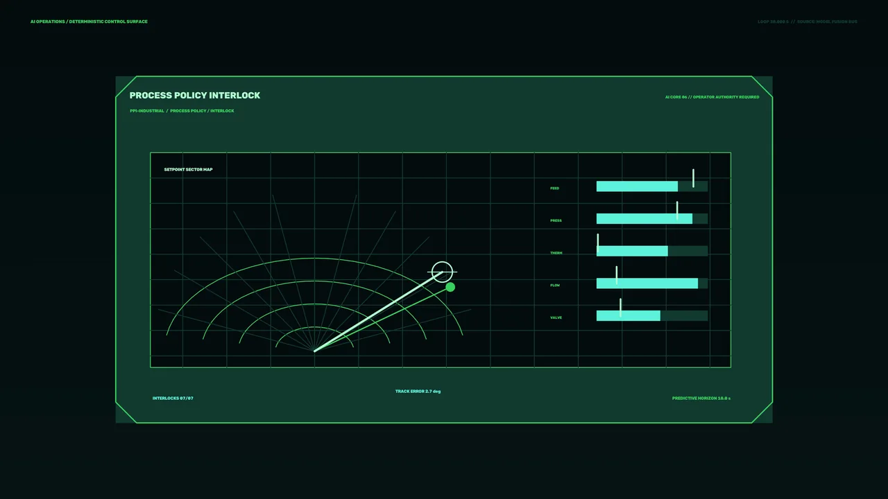 Process Control Telemetry HUD with Sector Scanner and Status Bars — 4K Sci-Fi