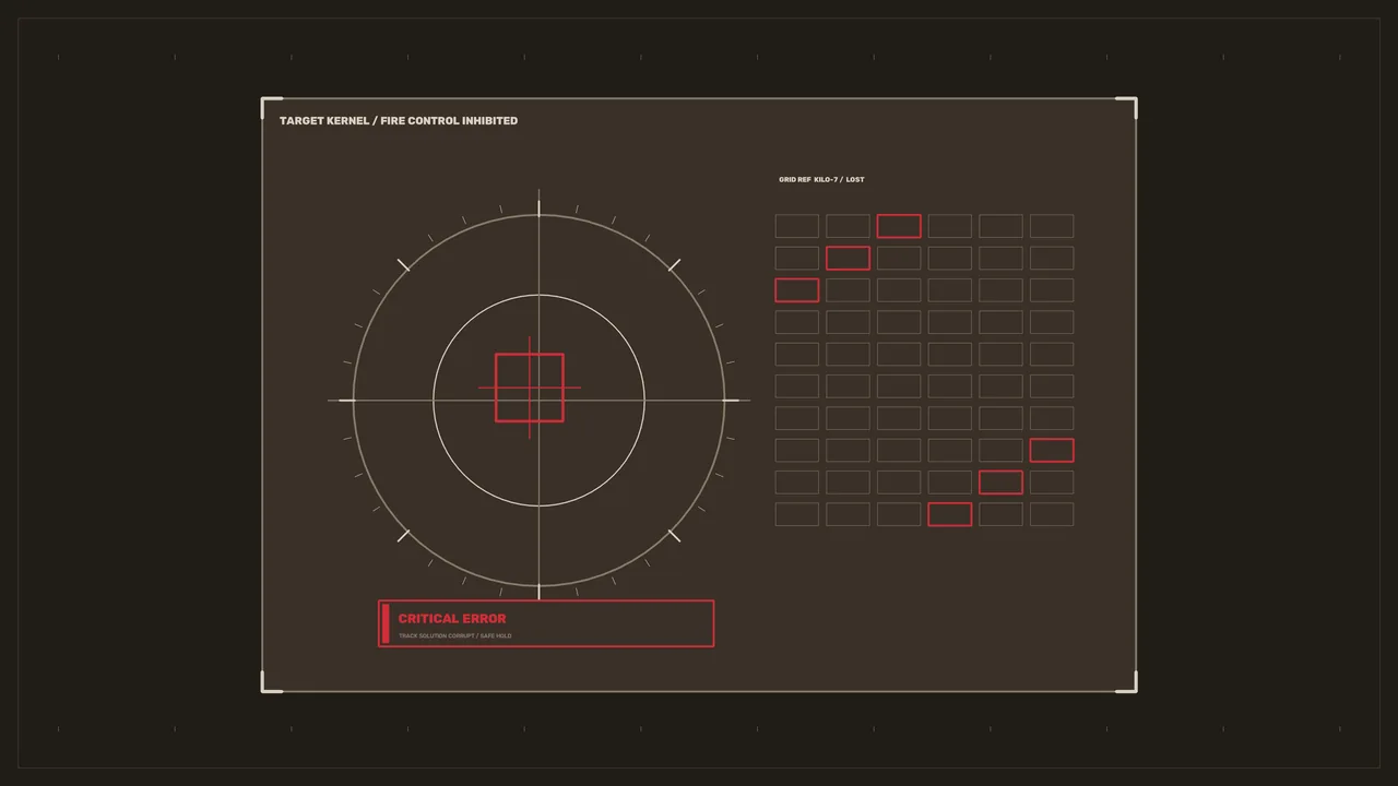 Critical Error Targeting HUD with Circular Scanner and Red Status Grid – 4K Sci‑