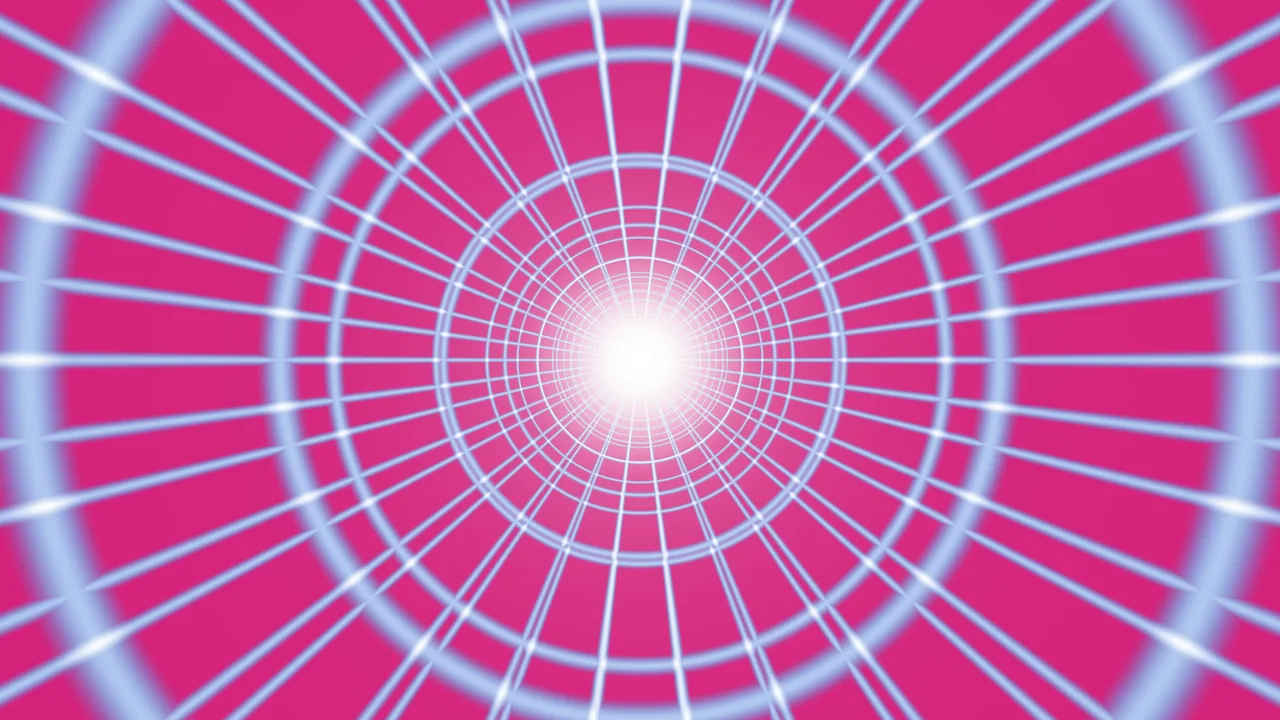 Pink Radial Light Tunnel with Concentric Rings 4K Wallpaper