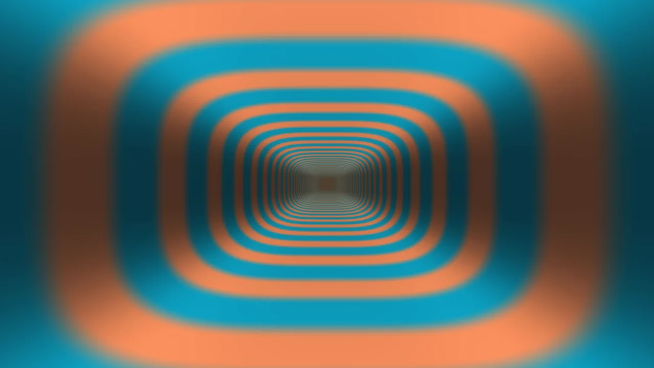 Teal and Coral Concentric Rounded-Rectangle Tunnel 4K Wallpaper