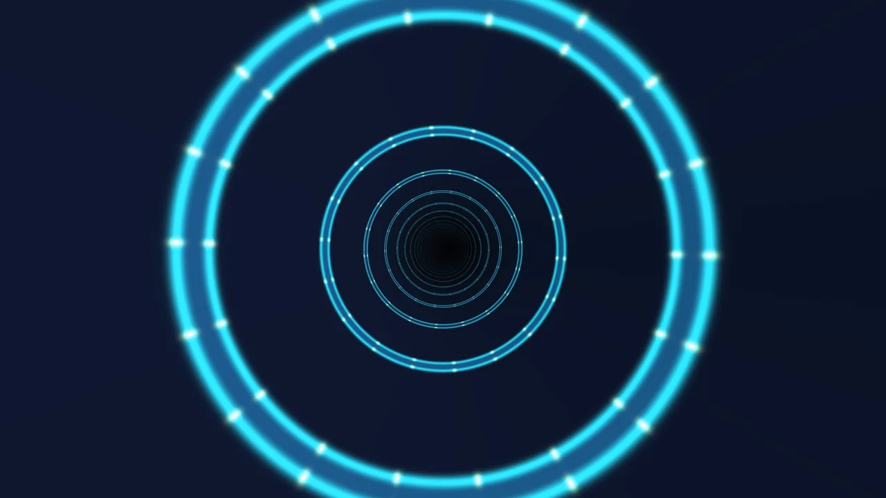 Concentric Cyan Neon Ring Tunnel 4K Wallpaper
