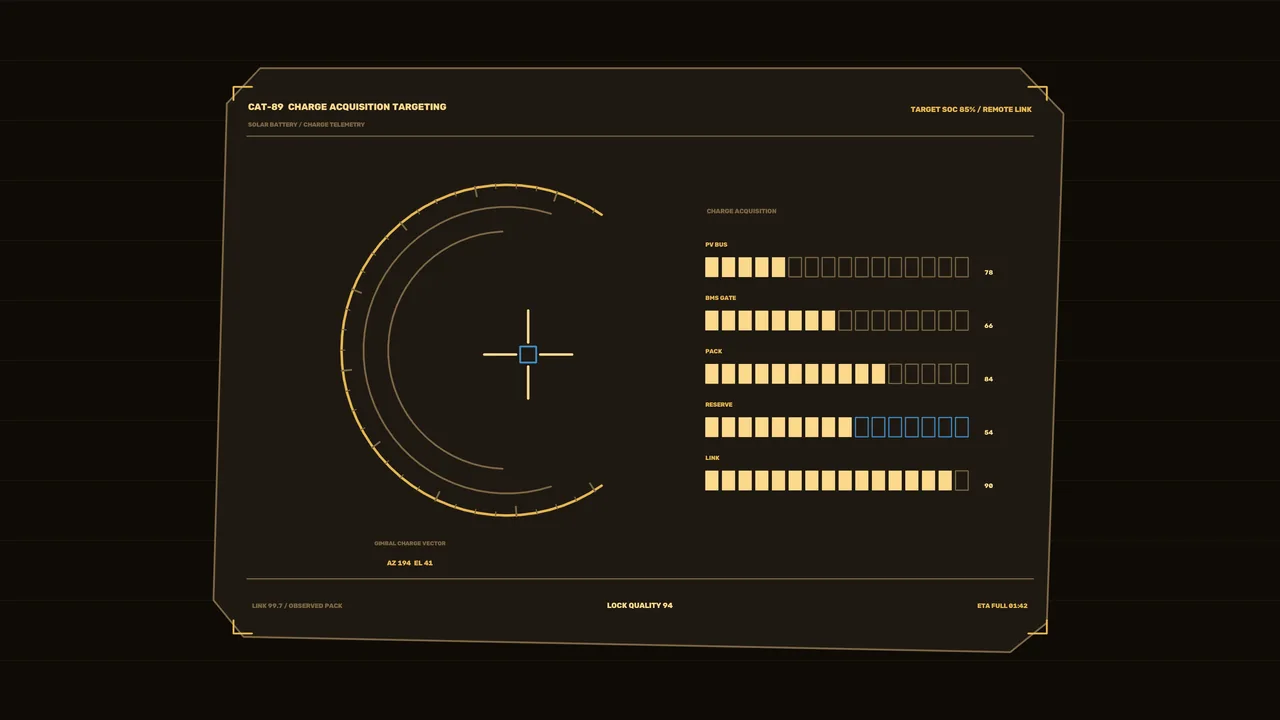 Solar Battery Charge Telemetry HUD – 4K Sci-Fi Wallpaper