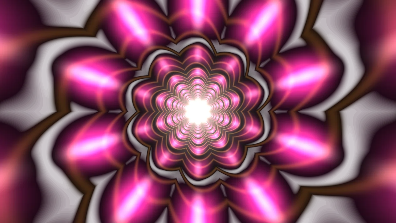 Radiating Magenta Floral Tunnel Light 4K Wallpaper