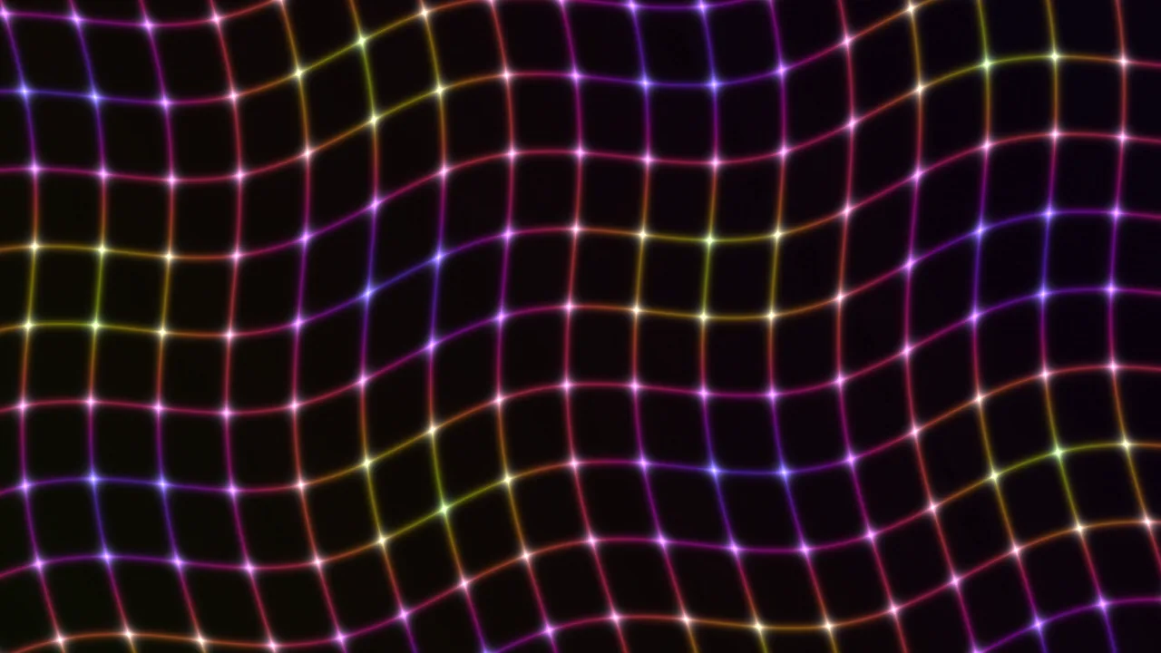 Neon Rainbow Warped Grid 4K Wallpaper