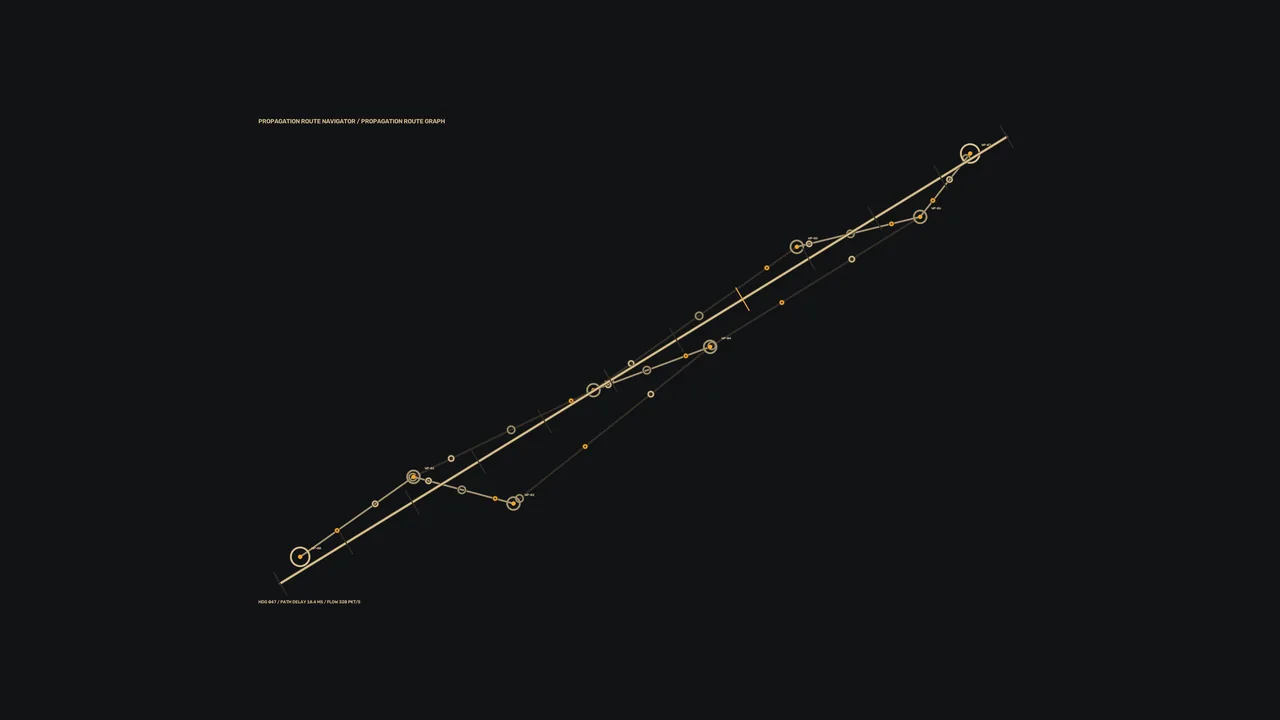 Acoustic Propagation Route Graph HUD – 4K Sci-Fi Wallpaper