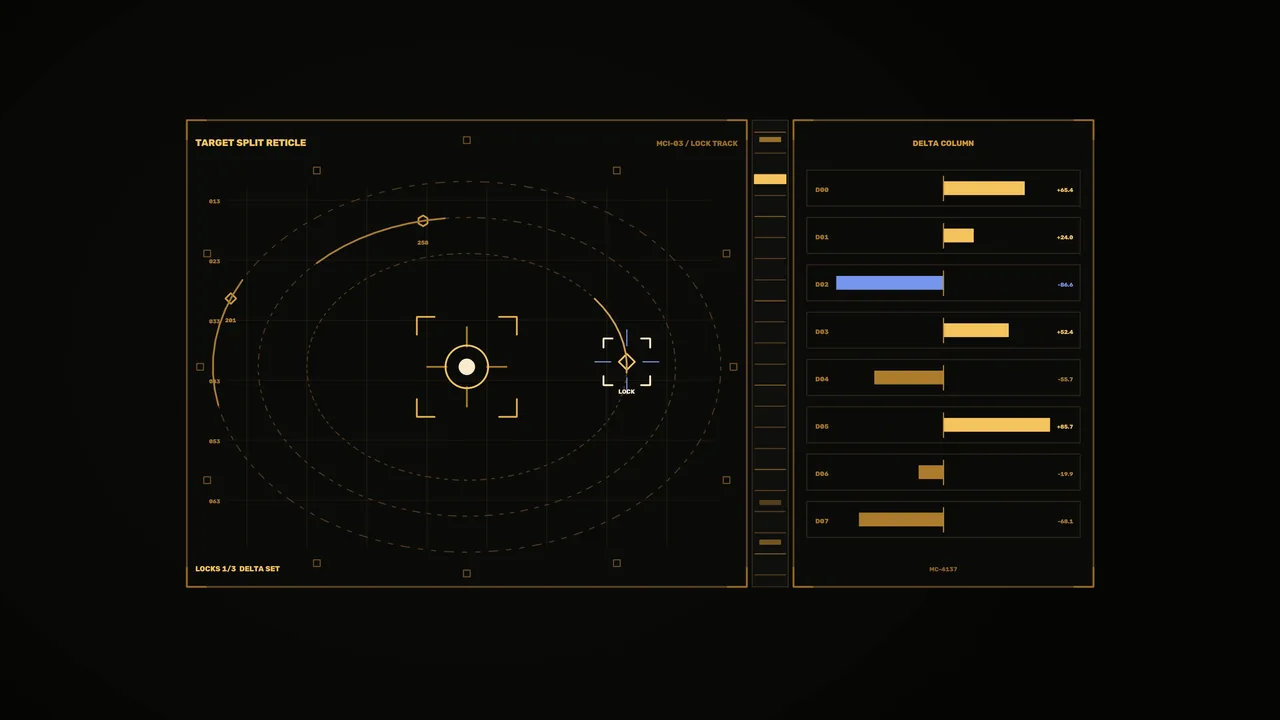 4K Sci-Fi Target Tracking HUD Wallpaper with Reticle and Delta Bars