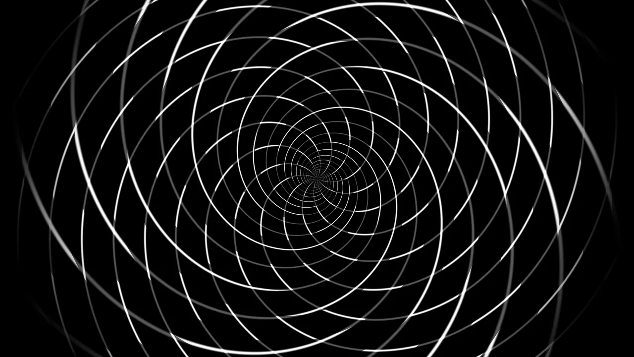 Monochrome Spiral Ring Tunnel 4K Wallpaper