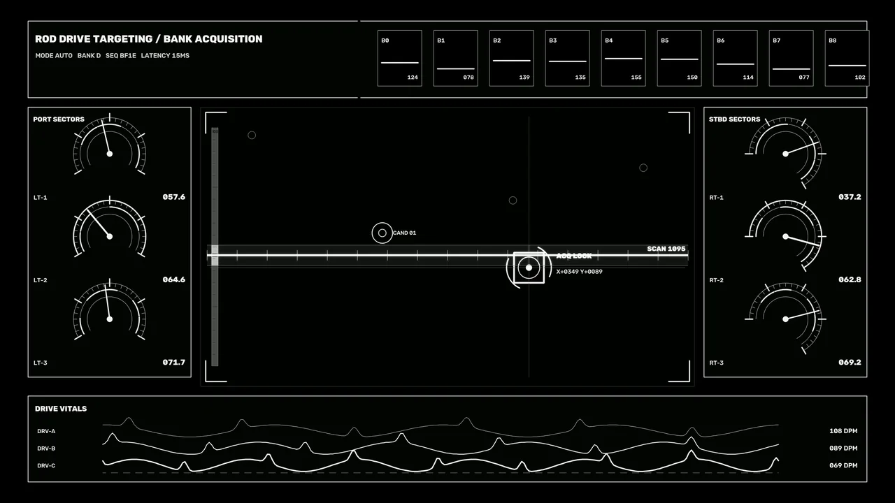 Futuristic Targeting and Drive Telemetry HUD Dashboard 4K Wallpaper
