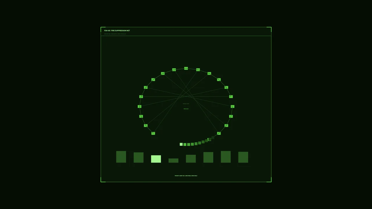 Green Spacecraft Fire Suppression Network HUD 4K Wallpaper