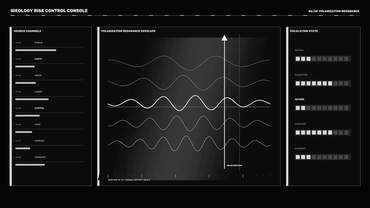 Polarization Resonance HUD Control Console — 4K Sci-Fi Wallpaper