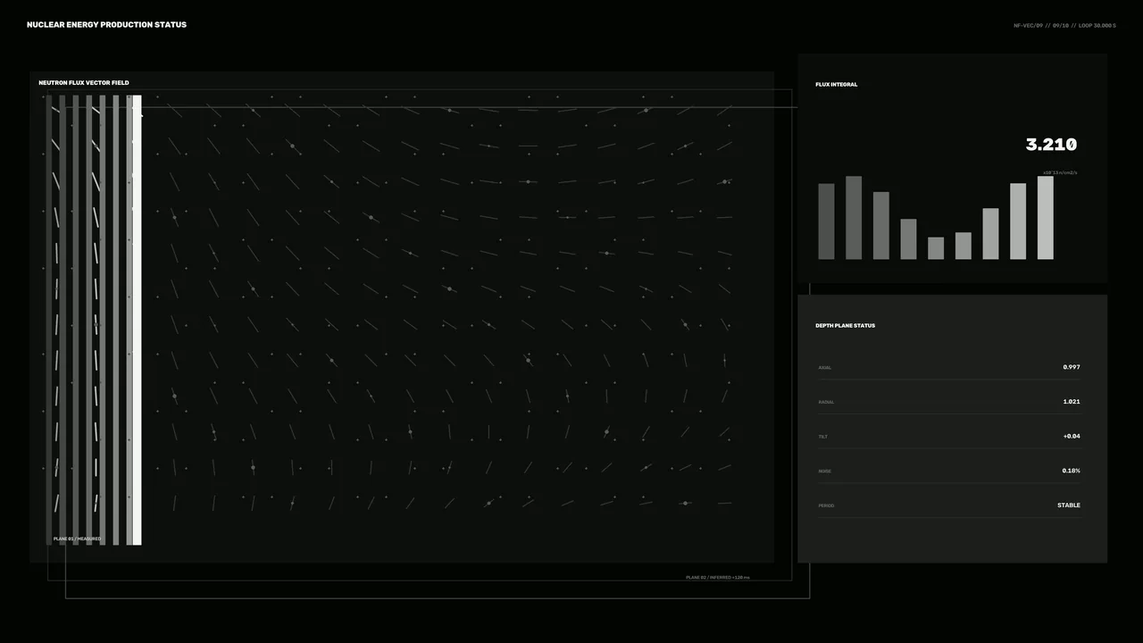 Nuclear Energy Production Status HUD — Neutron Flux Telemetry 4K Wallpaper