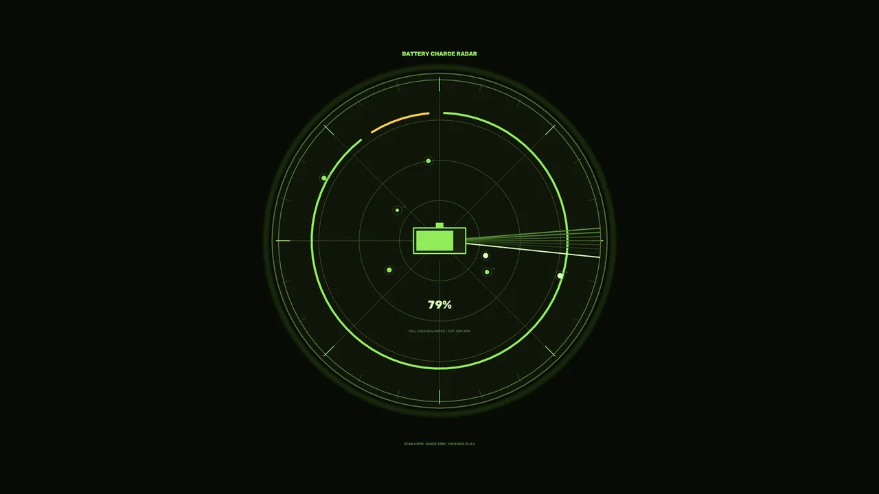Battery Charge Radar HUD Wallpaper with 79% Status Display