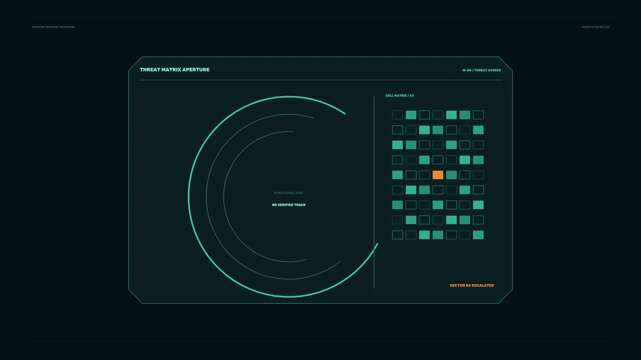 Threat Matrix Aperture Sci-Fi HUD Dashboard Wallpaper