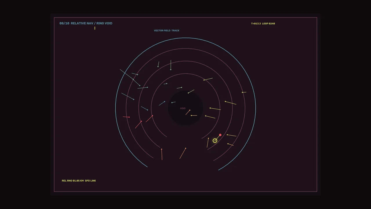 Sci-Fi Navigation HUD with Circular Vector Field Display