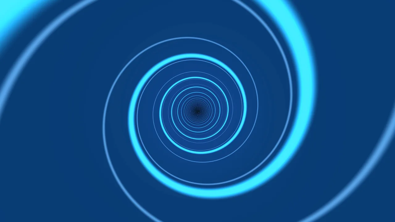 Electric Blue Concentric Ring Tunnel 4K Wallpaper
