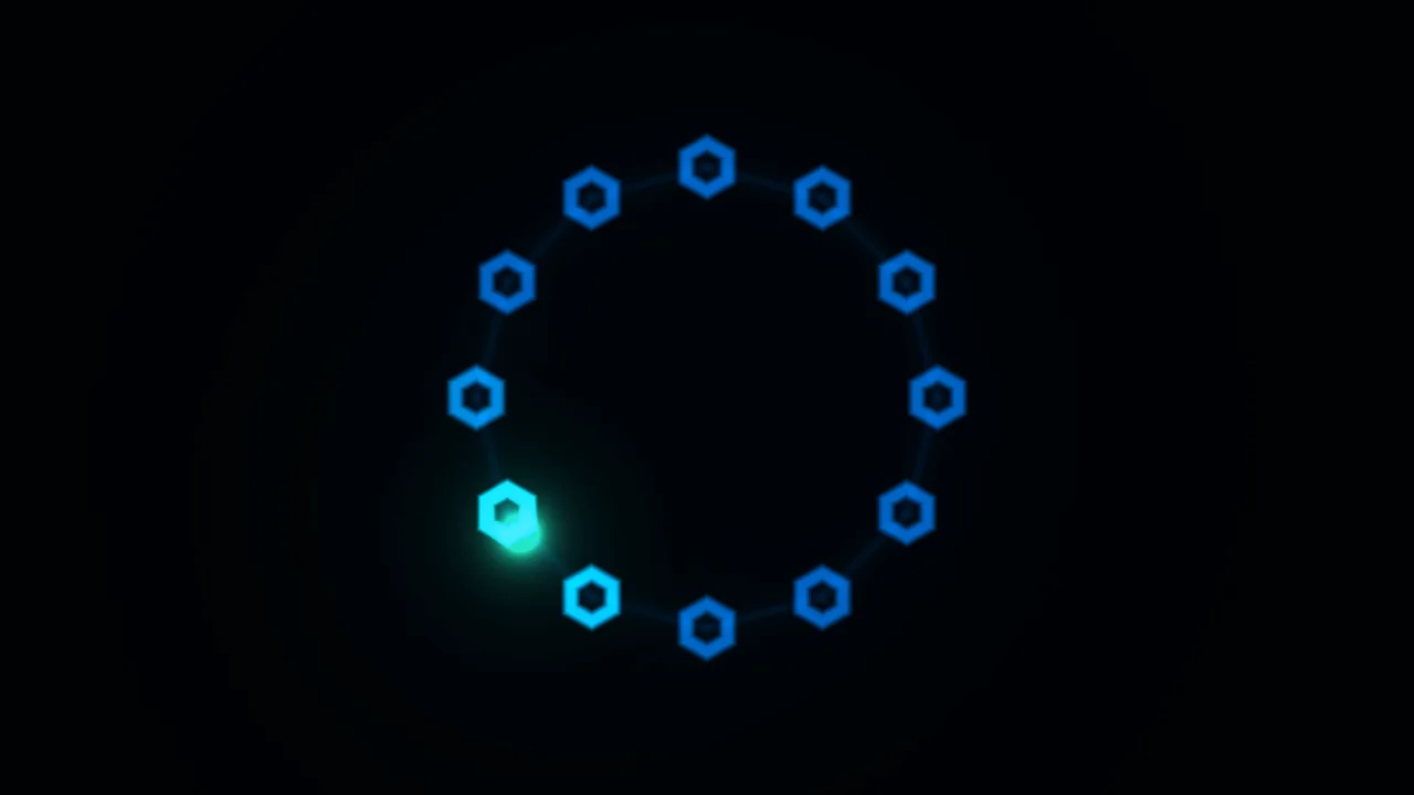 Glowing Blue Hexagon Network Ring on Black 4K Wallpaper