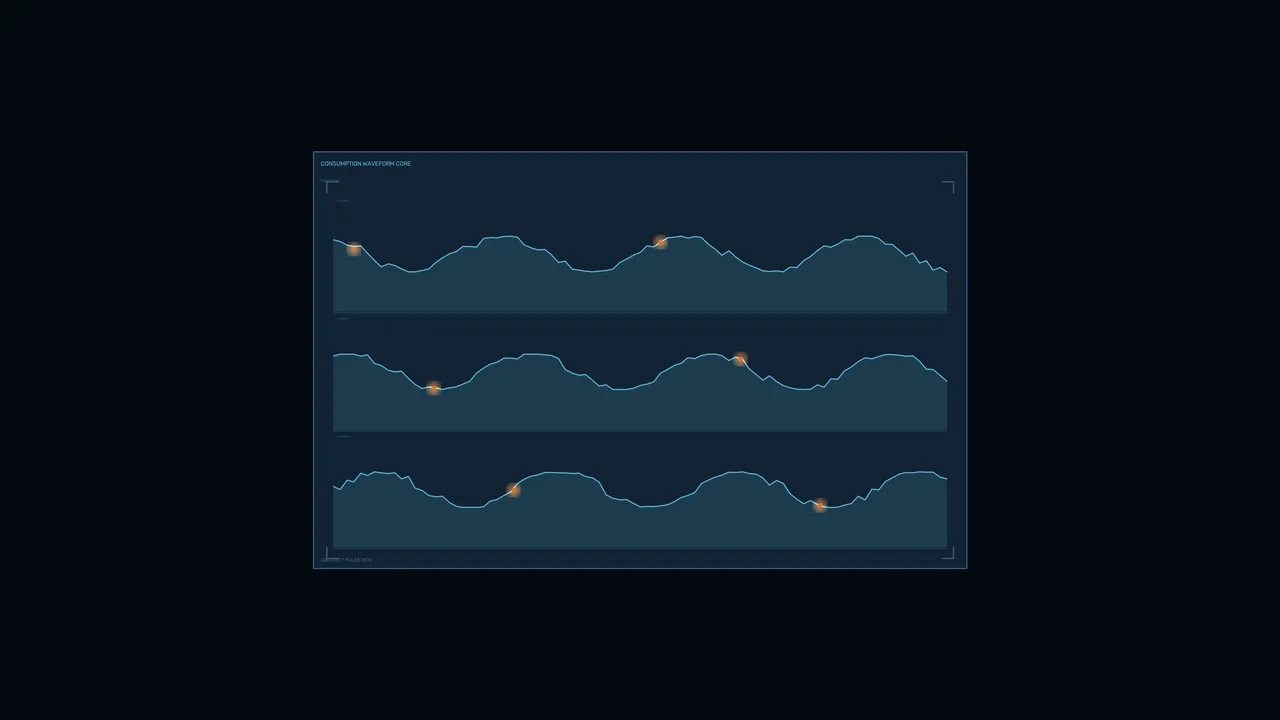 Energy Consumption Waveform HUD Dashboard 4K Sci-Fi Wallpaper
