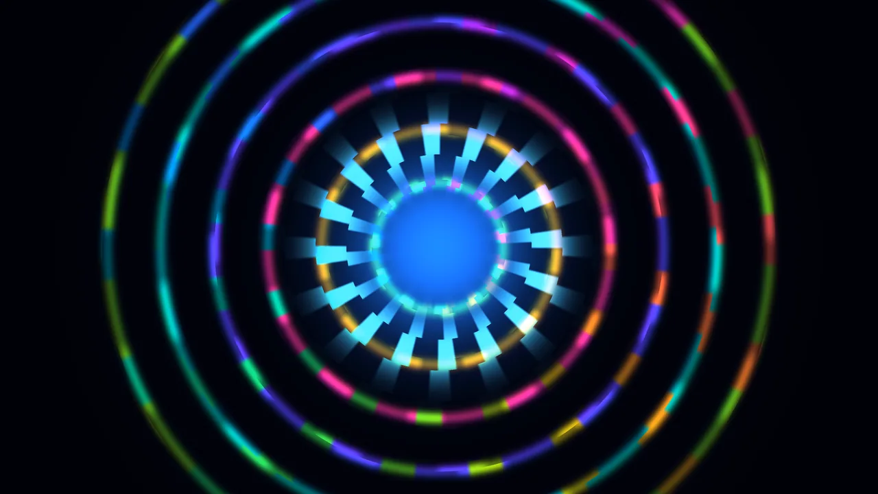 Colorful Concentric Ripple Circles with Radial Light Core