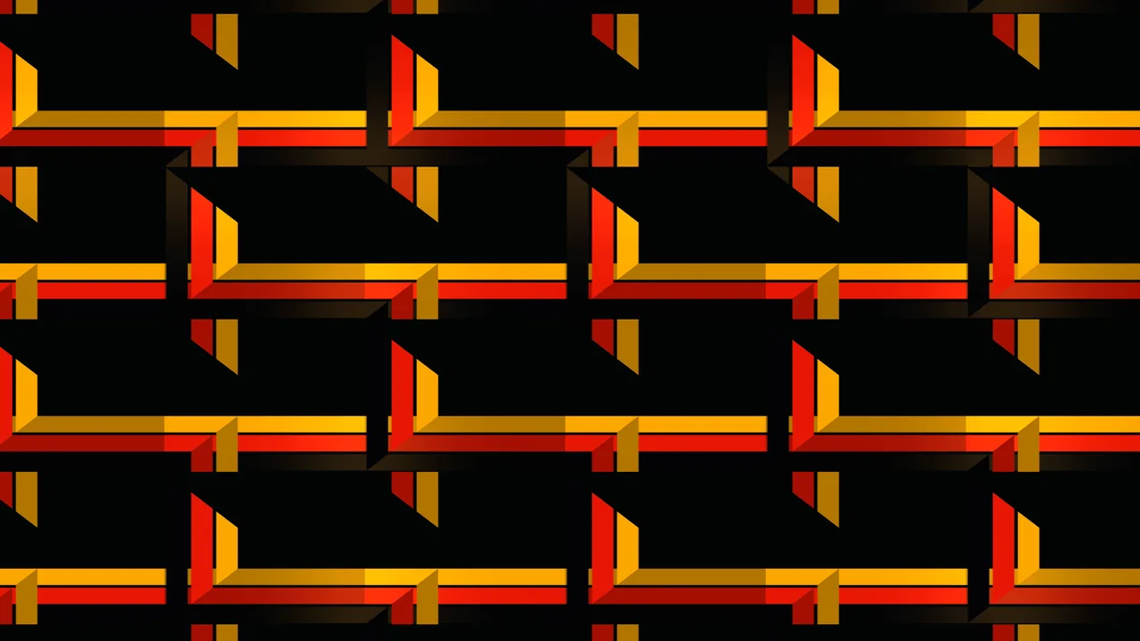Red Gold Geometric Stripe Pattern on Black 4K Wallpaper