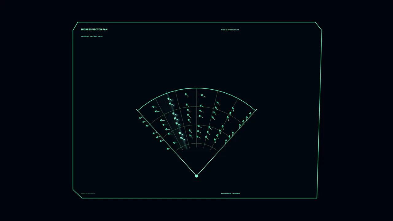 Vector Fan Radar HUD with Turquoise Telemetry Grid