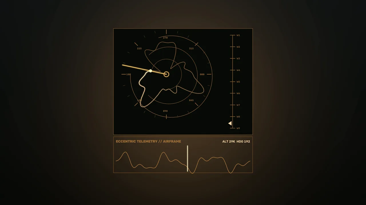 Amber Aircraft Telemetry HUD with Circular Scanner and Altitude Graph