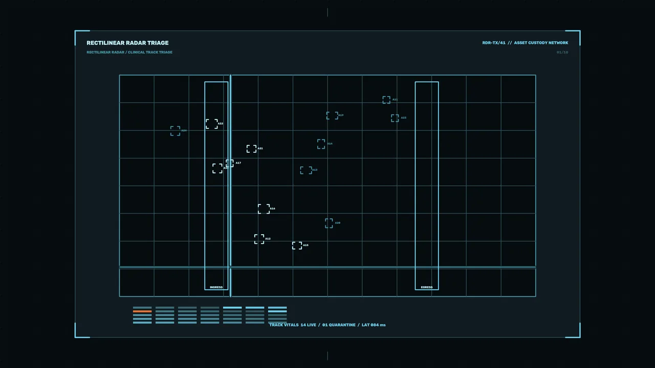 Cyan Rectilinear Radar Triage HUD Grid 4K Wallpaper