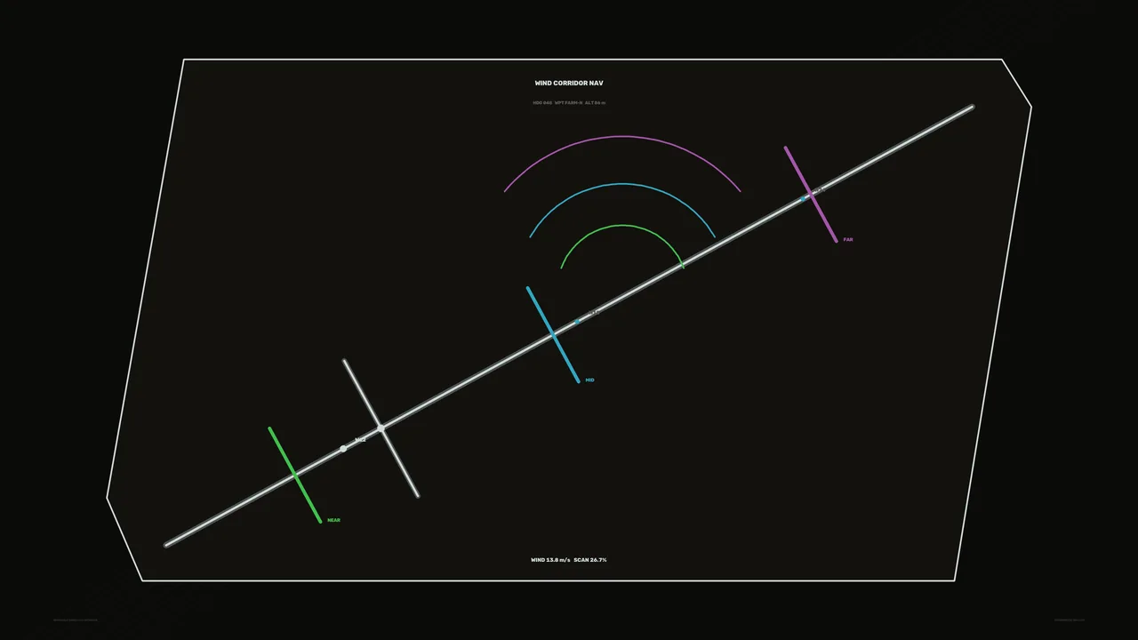 Wind Corridor Navigation Telemetry HUD 4K Sci-Fi Wallpaper