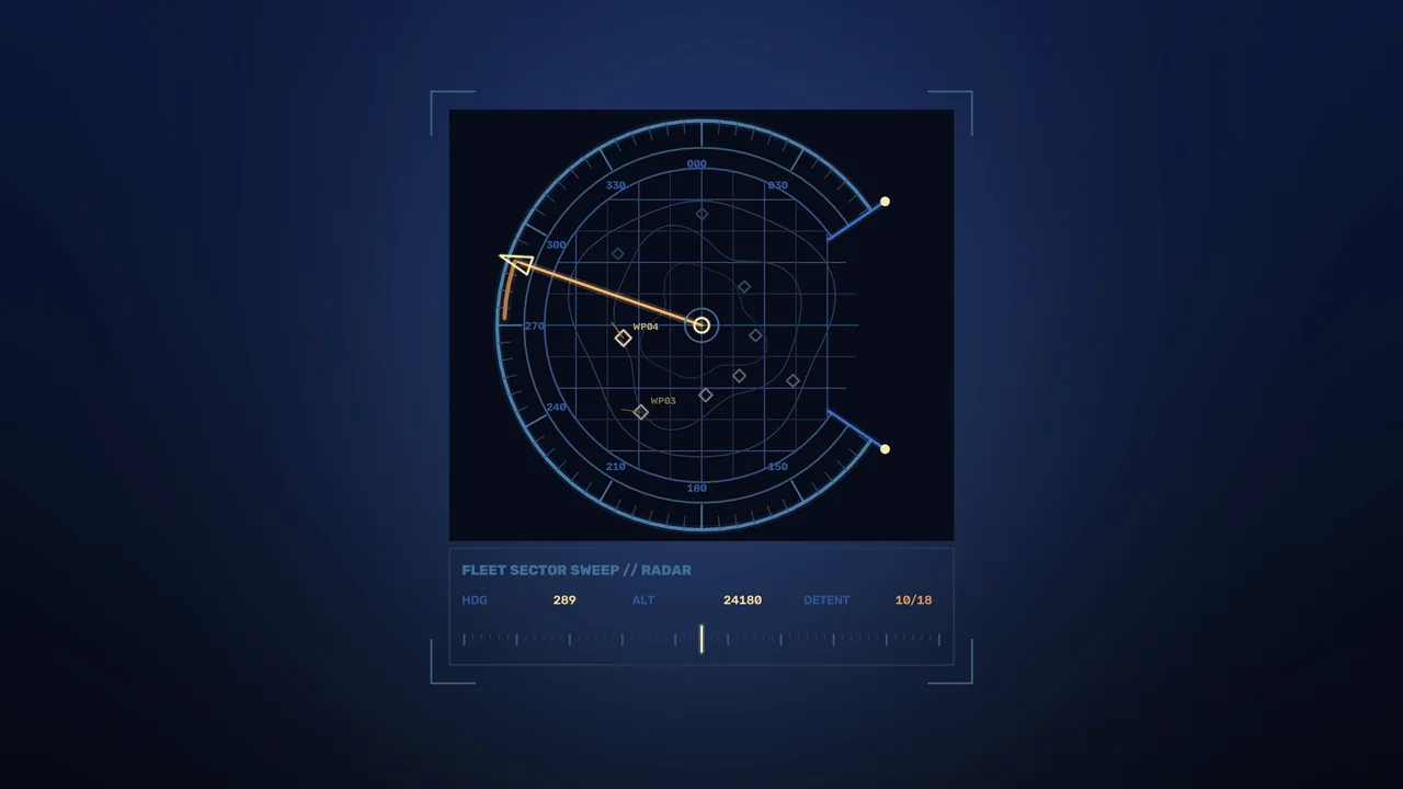 Fictional Radar Sector HUD with Flight Telemetry — 4K Sci-Fi Wallpaper