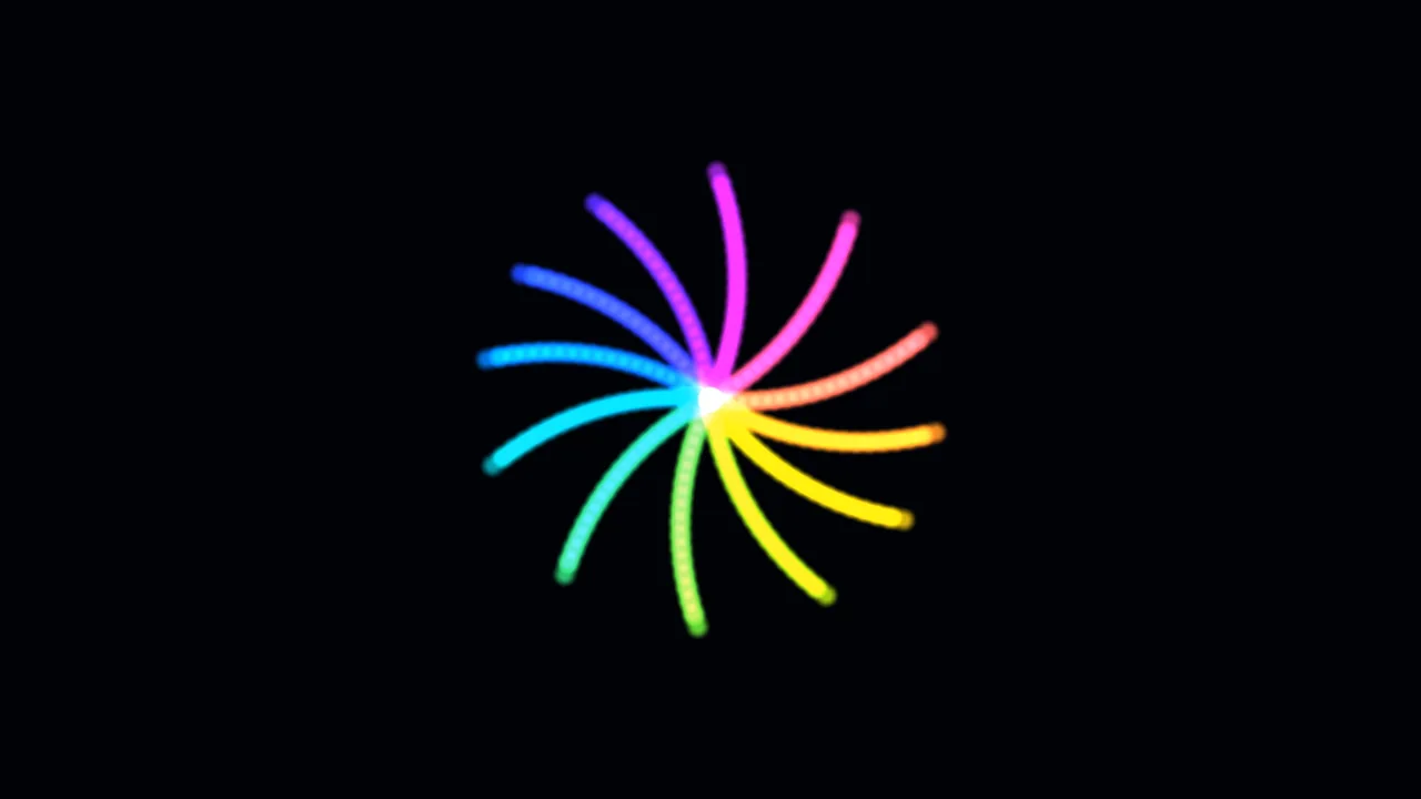 Abstract Rainbow Radial Light Pattern on Black 4K Wallpaper