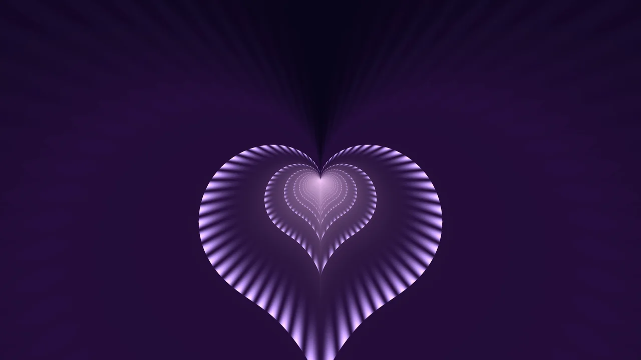 Glowing Purple Heart-Shaped Tunnel 4K Wallpaper
