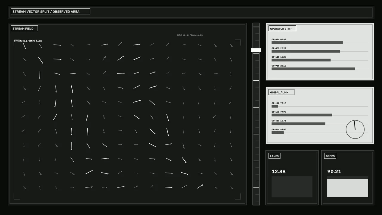 Data Processing Operator HUD 4K Wallpaper with Stream Field Telemetry
