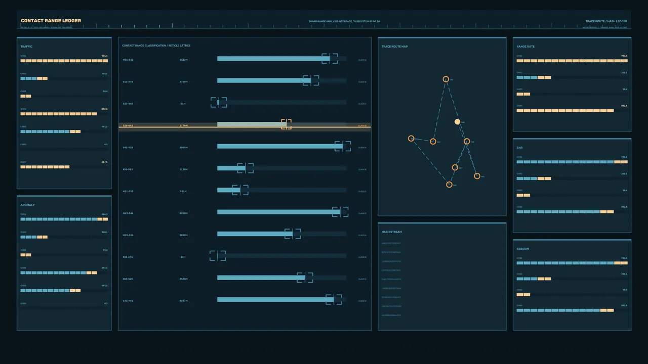 Sci-Fi Contact Range Analysis HUD Dashboard 4K Wallpaper