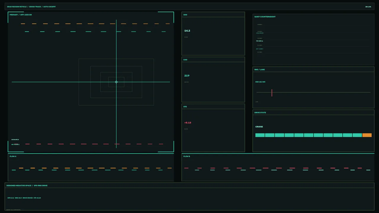 4K Science-Fiction Navigation HUD with Crosshair Telemetry Panels