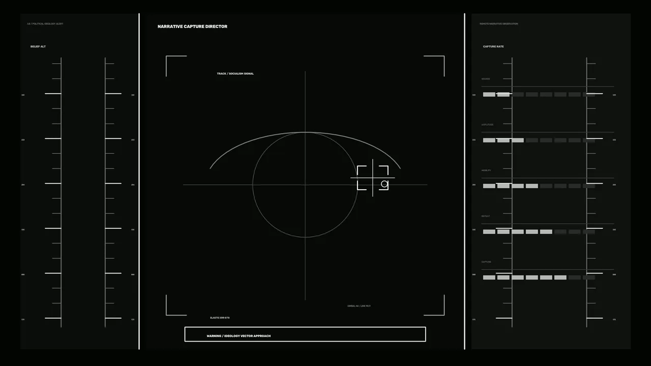 Sci-Fi Ideology Alert HUD with Circular Scanner and Telemetry Bars 4K Wallpaper