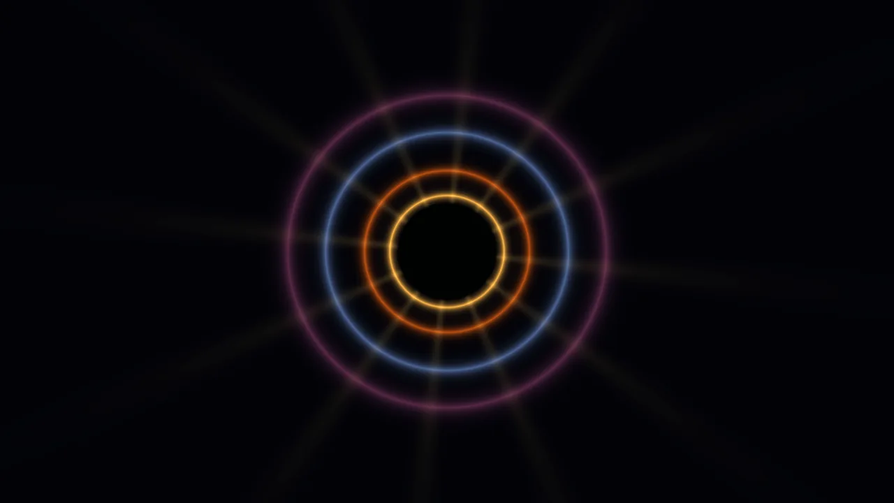 Concentric Neon Light Rings on Black 4K Wallpaper