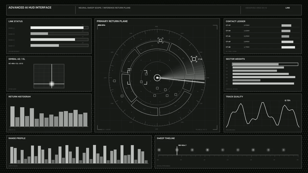 Futuristic Radar Telemetry HUD Dashboard 4K Wallpaper