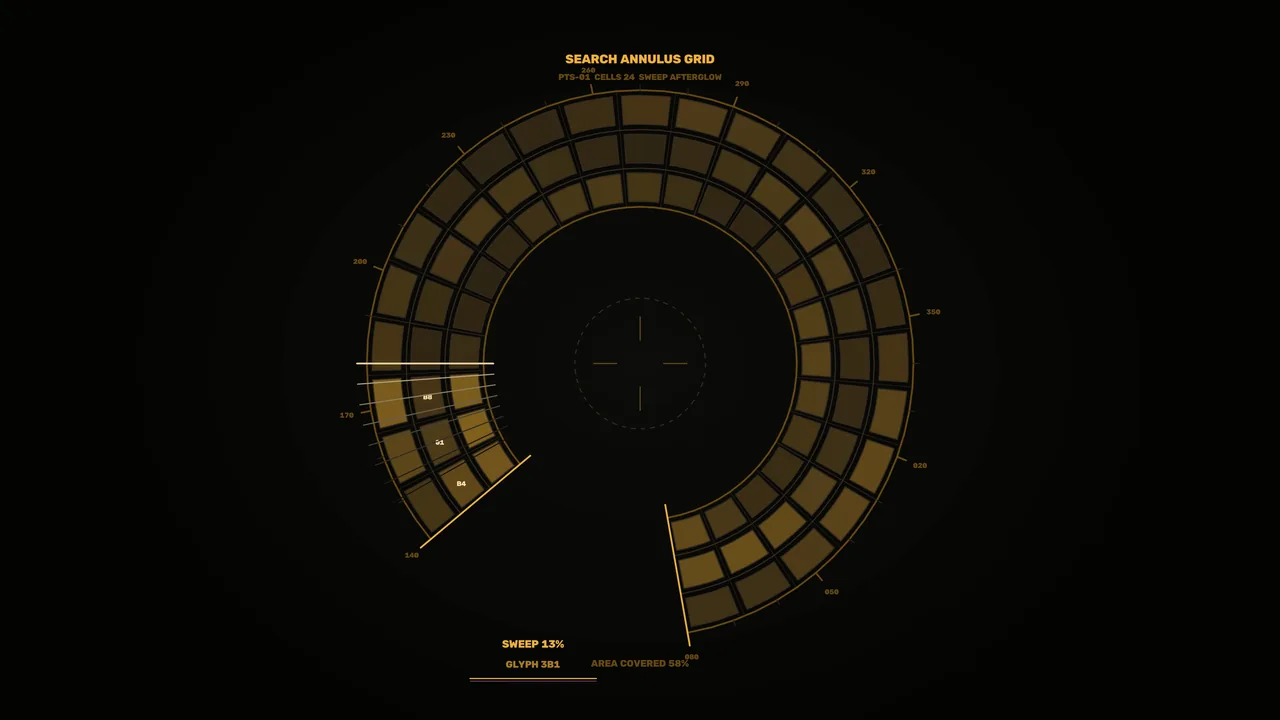 Amber Annular Grid Search HUD 4K Sci-Fi Wallpaper