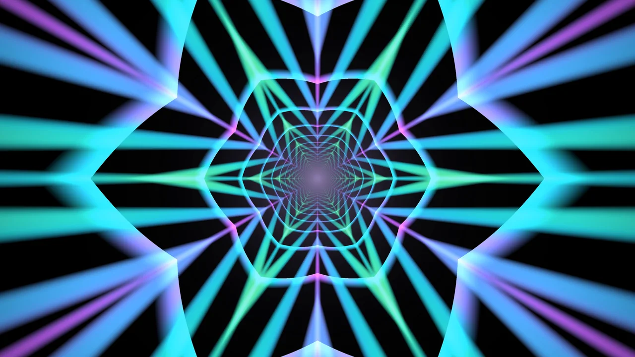 Neon Cyan Geometric Tunnel 4K Wallpaper