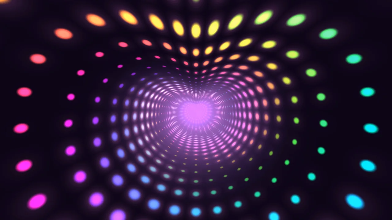 Retro Synthwave Neon Dot Tunnel 4K Wallpaper