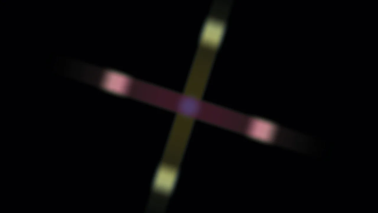 Blurred Purple and Amber Cross on Black 4K Wallpaper
