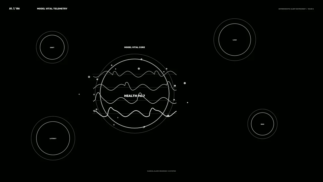 Monochrome Vital Telemetry HUD with Circular Waveform Dashboard 4K Wallpaper