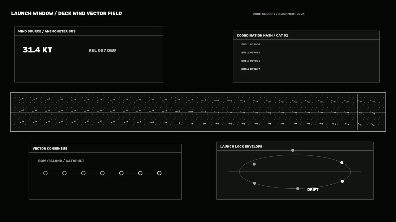 Deck Wind Vector Field Launch Coordination HUD 4K Wallpaper