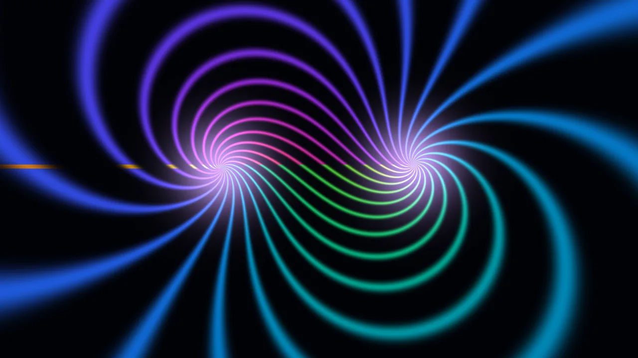 Neon Double Spiral Vortex on Black 4K Wallpaper