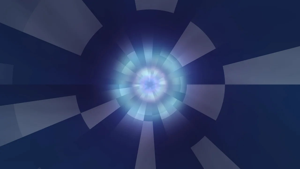 Abstract Blue Radial Light Tunnel with Segmented Geometry