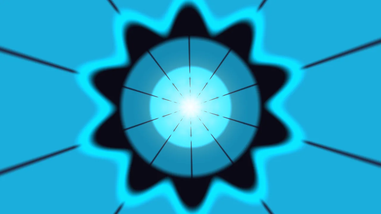 Abstract Cyan Radial Light Tunnel with Geometric Ring 4K Wallpaper