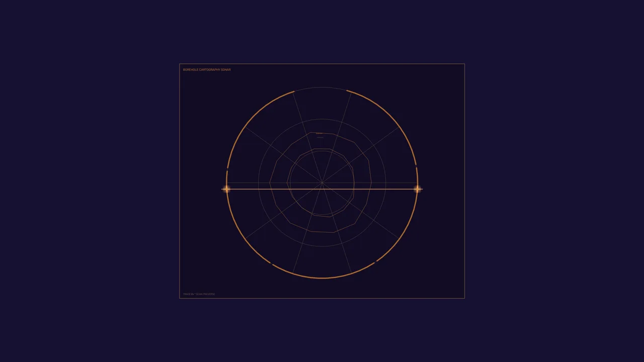 Borehole Cartography Sonar HUD — Circular Telemetry Wallpaper