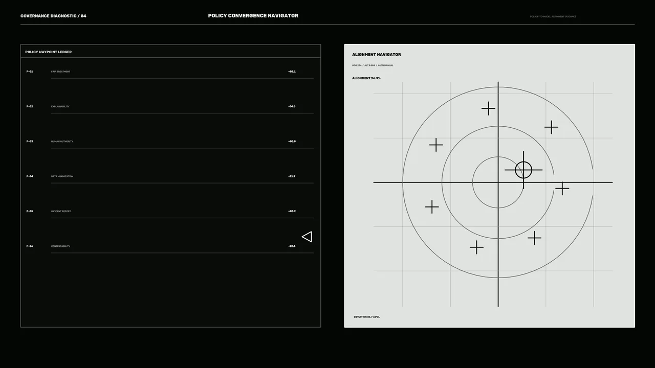 Monochrome Policy Alignment Navigator HUD 4K Wallpaper